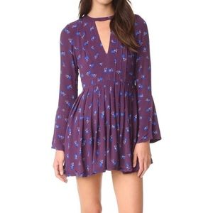 Free people purple mini dress long sleeve